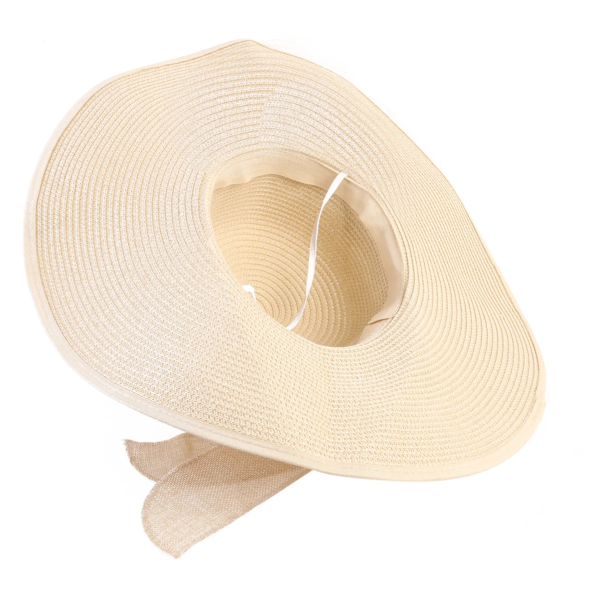 

Women Large Brim Sun Hats Summer Beach Straw Hats Bowknot Uv Protection Breathable Travel Hat Wide Floppy Caps Khaki