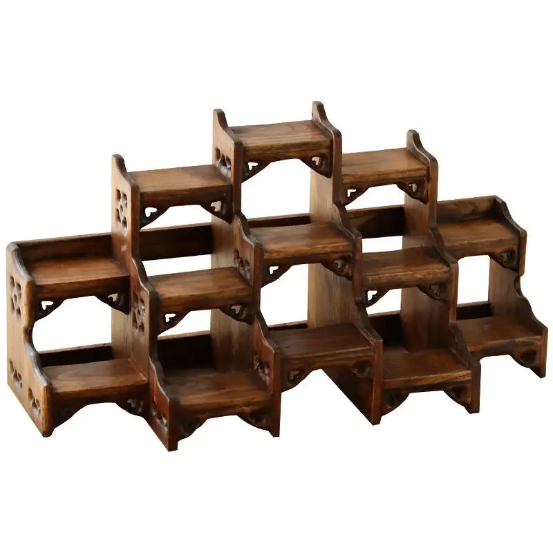 

Chinese desktop Bogu rack, solid wood teapot display rack, storage storage