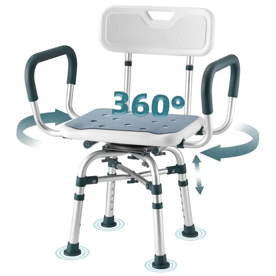

Shower Chair with Arms and Back, 500 lbs Heavy Duty Shower Seat for Inside Shower Stall and Bathtub, Height Adjustable Safety Ba