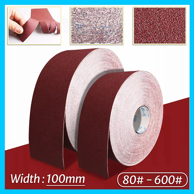 1/5Meter Sandpaper Roll,Width 100mm Emery Cloth Sanding Abrasive Sheets 80 120 180 240 400 600 Grit For Metal Wood