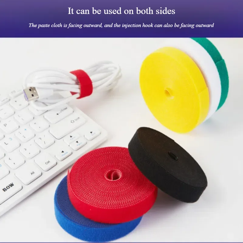 3M/5M Cable Organizer Durable Self-locking Nylon Sticker Ties Self-adhesive Back-to-back Velcro Ties Wire Protector Winder Tape