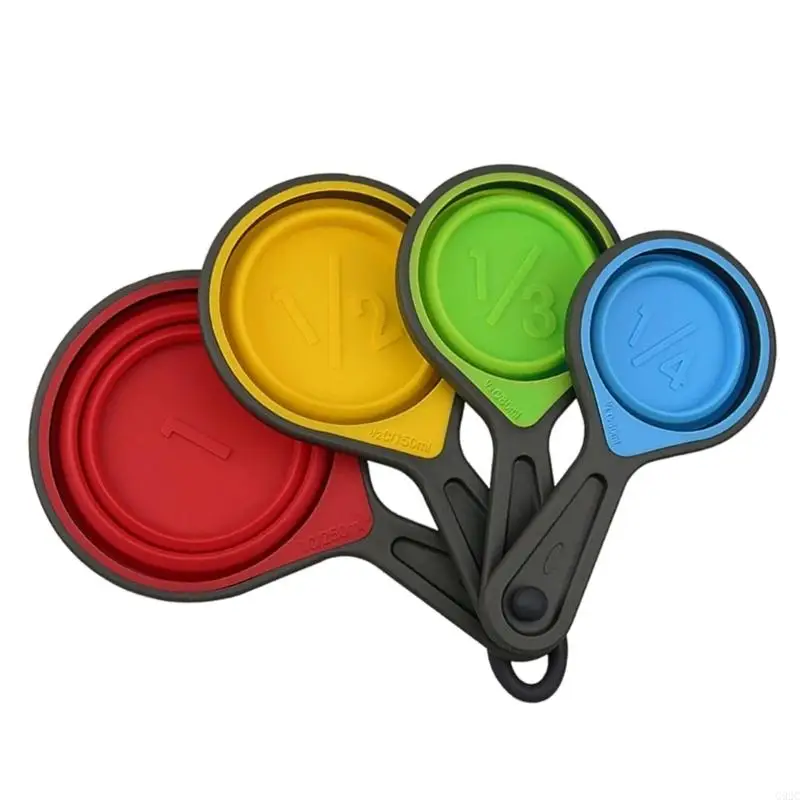 G92C Foldable Silicone Measuring Cups And Spoon Set For Efficient Space Saving Storage Baking Cooking Kitchen Utensils