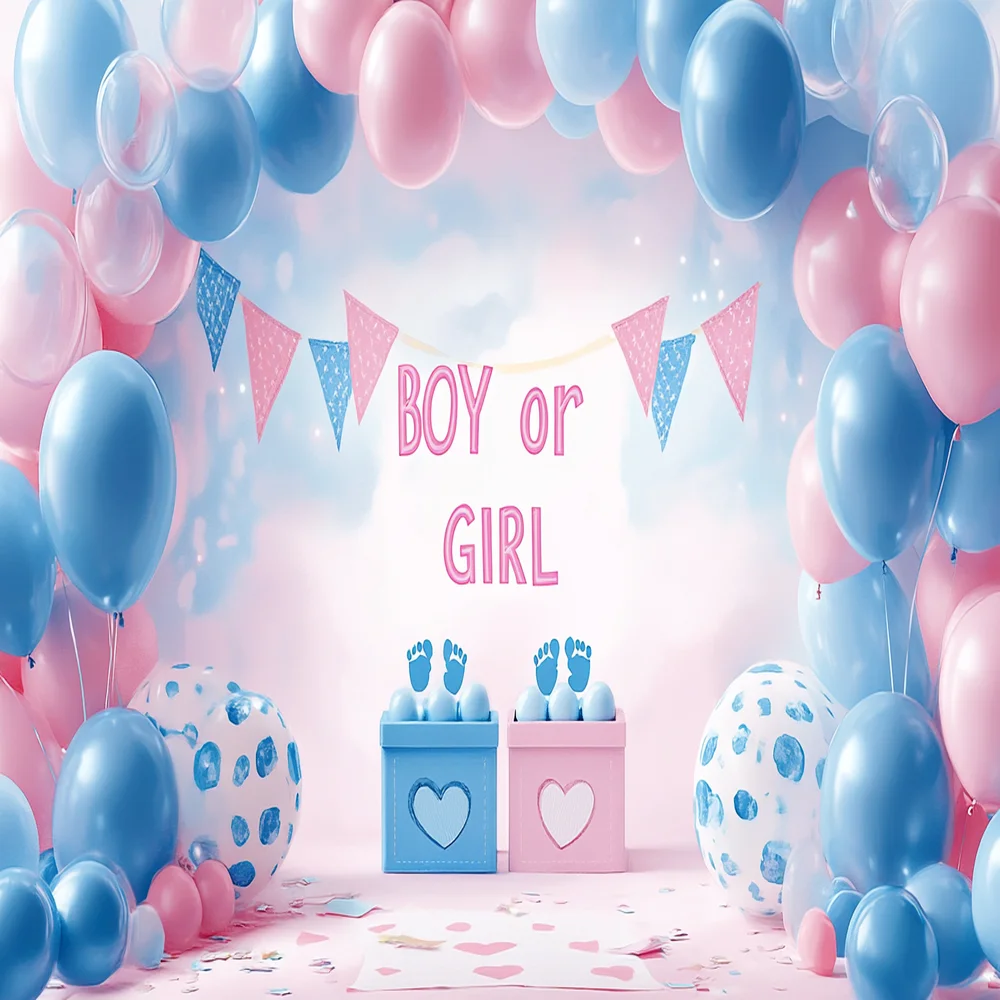 Gender Reveal Backdrop Photocall Ggender Reveal Party Banner Background Happpy Birthday Pary Decor Kids Boy Girl Baby Shower