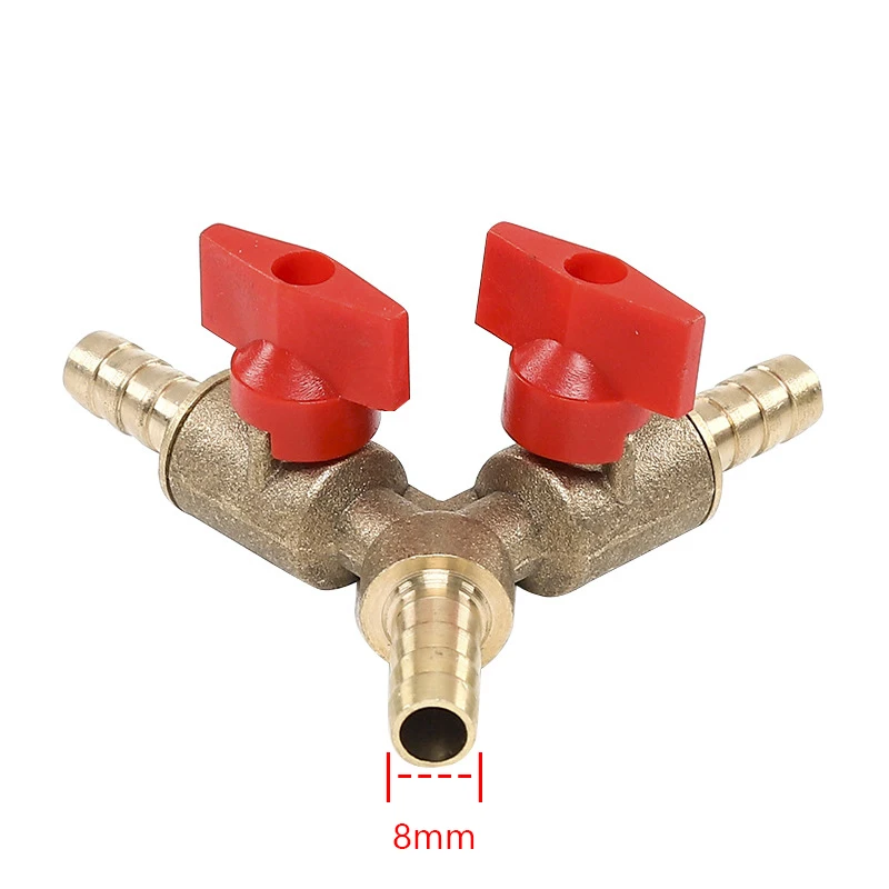 8mm 10mm Hose Barb Brass Y Three-way Valve Water Oil Air Gas Liquefied Gas Ball Valve Switch Pipe Fitting Connector Adapter