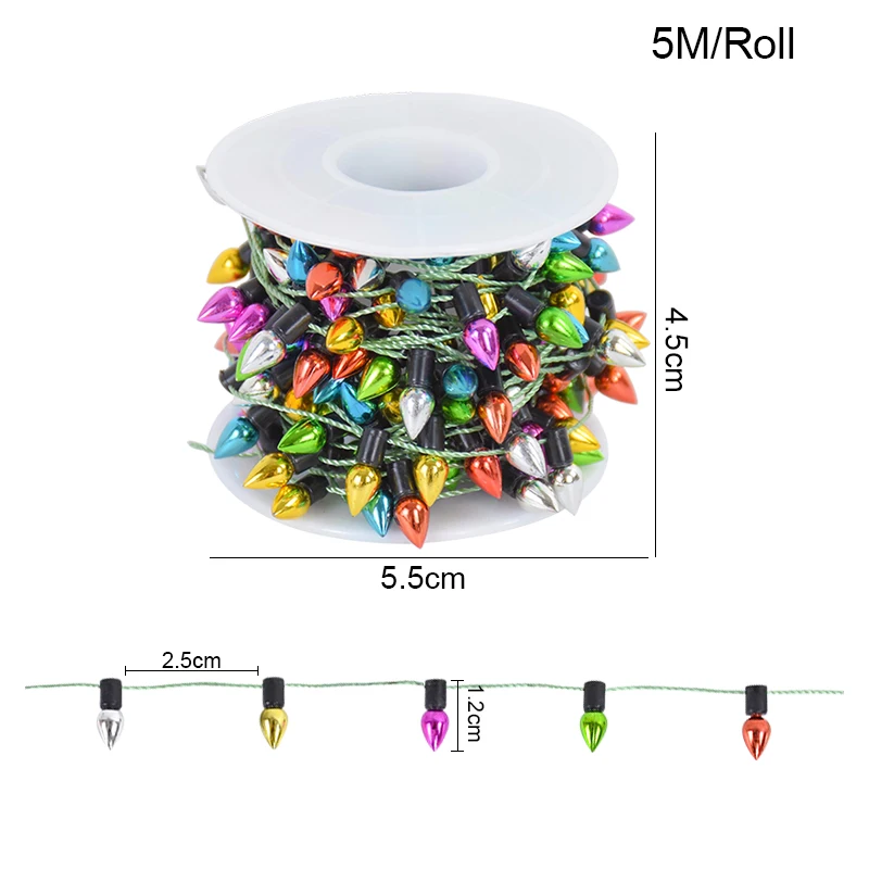 5M Christmas Decoration Light String Xmas Wreath DIY Color Bulb Ornaments Pendant Noel Decor Home Decoration Natal Navidad