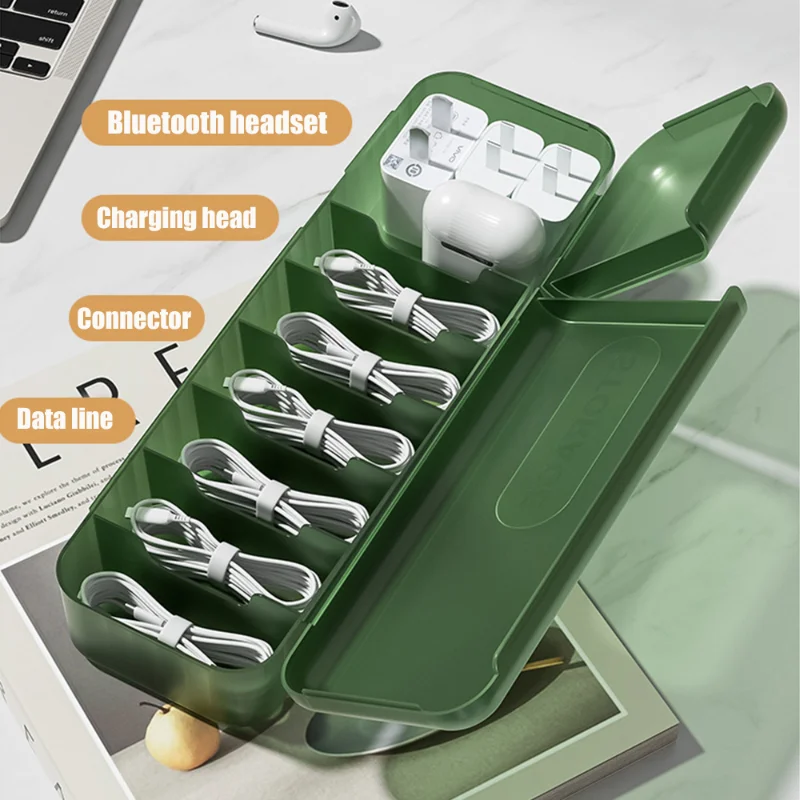 

Data Cable Storage Box Cable Charger Organizer Storage Box Electronic Accessories Case For Desk Drawer Cord Storage Organizer