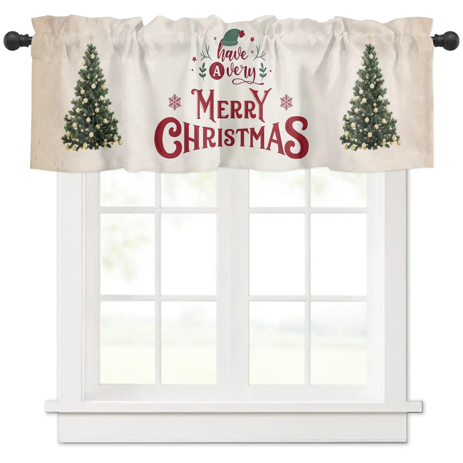 ZEDLIYU Valances for Windows Kitchen Living Room Small Window Valance Have a Very Merry Christmas 1 Panel, 54 x 18 Inch