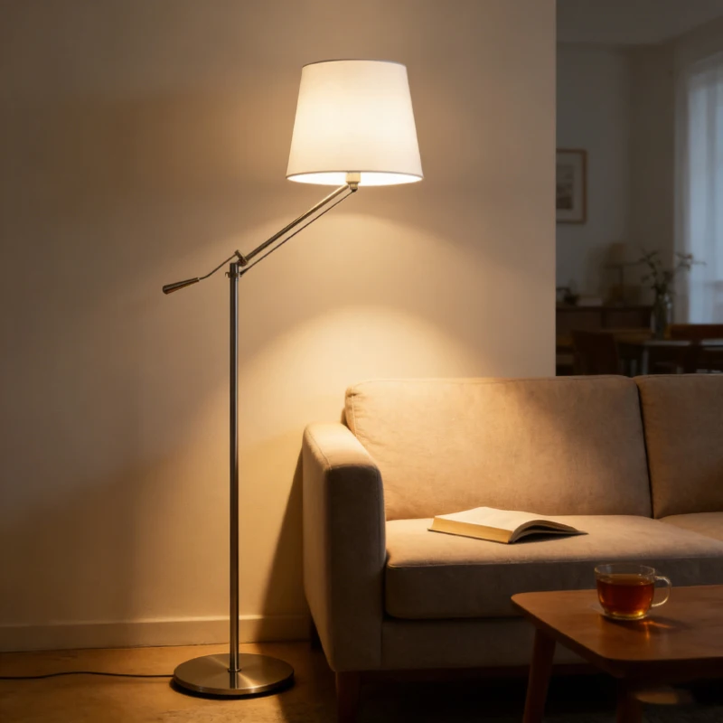 

Абажур из белой ткани, хромированное металлическое освещение, лампа E27, для гостиной, спальни, офиса, отеля, ЕС, Австралии, США, торшер с вилкой