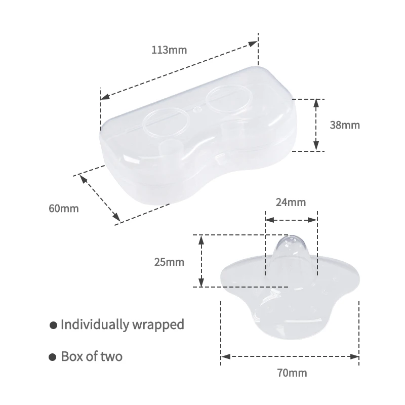 2 Stück Nippels chutz dünn und leicht Design Kontakt Nippel Silikons child zum Stillen mit tragbarer Aufbewahrung sbox