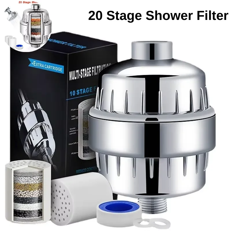 15-Stage Shower Filter for Hard Water, Removes Chlorine & Heavy Metals, Reduces Dry Skin & Itch, for Dry Hair and Skin Care