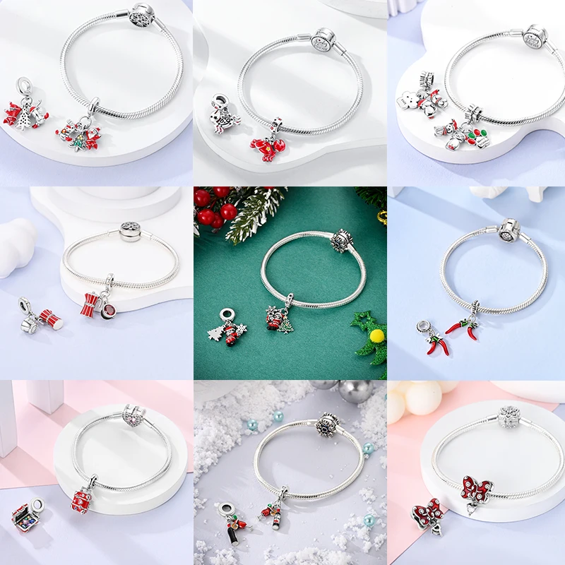 Charms aus 925 Sterling Silber, Rote Farbserie, Roter Elefant, Tier- und Fruchtperlen, Original, Passend für Damen, Jubiläums-Schmuckanhänger – Detail 17