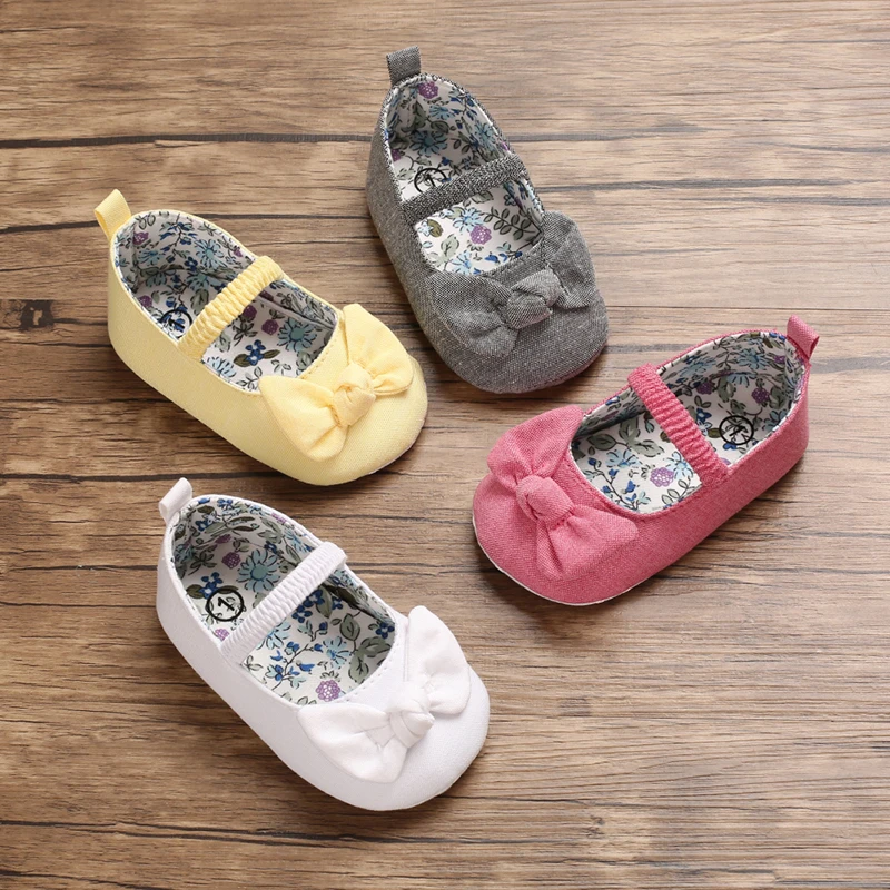 

Sweet Girl Bow Princess Flat Shoes Soft and Comfortable Cloth Bottom Newborn Baby Bed Dress Shoes 0-18M