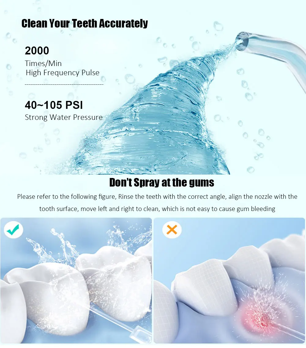 IPX7 Cordless Water Flosser Home & Travel Water Flossers For Teeth Mini Portable Water Teeth Cleaner Pick Oral Care Irrigator view 4