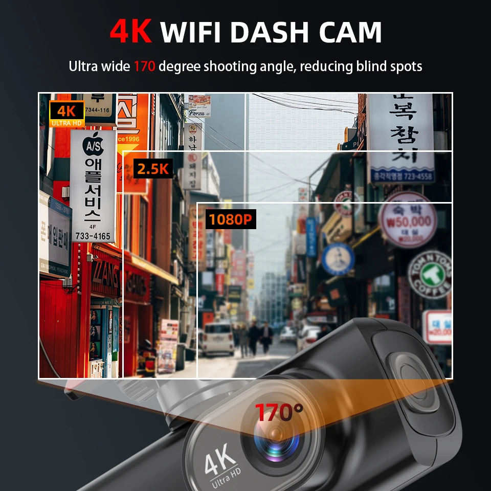 4K WIFI Dash Cam Mini CAR DVR Support Front and Rear Dual Lens 1080P Black Box Room Night Vision Camera Parking Monitor