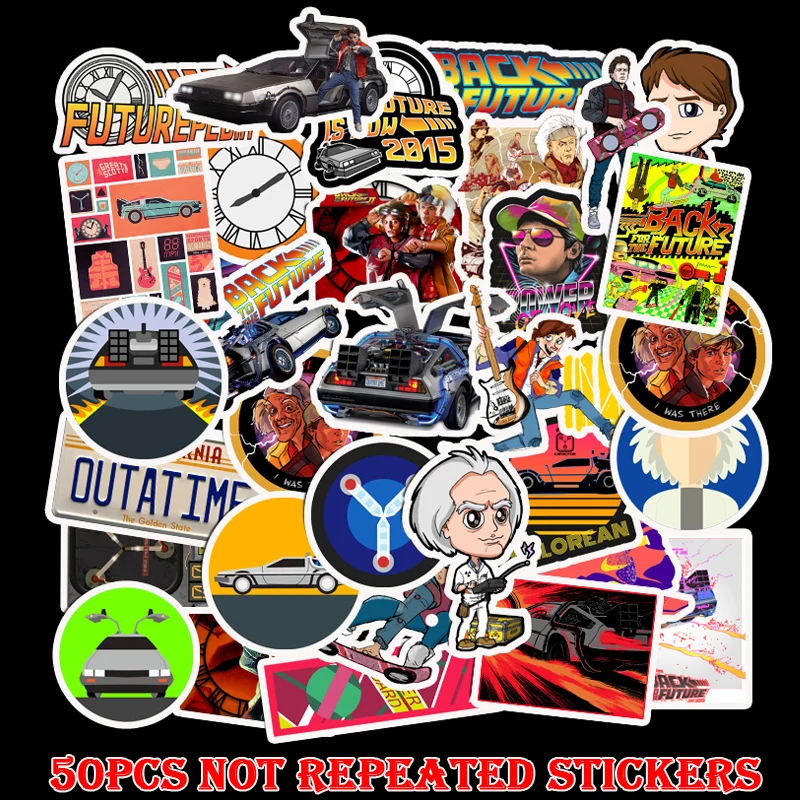 10/30/50PCS Back To The Future Cartoon Stickers Skateboard Motorcycle Luggage Guitar Waterproof Cool Decal Graffiti Stickers