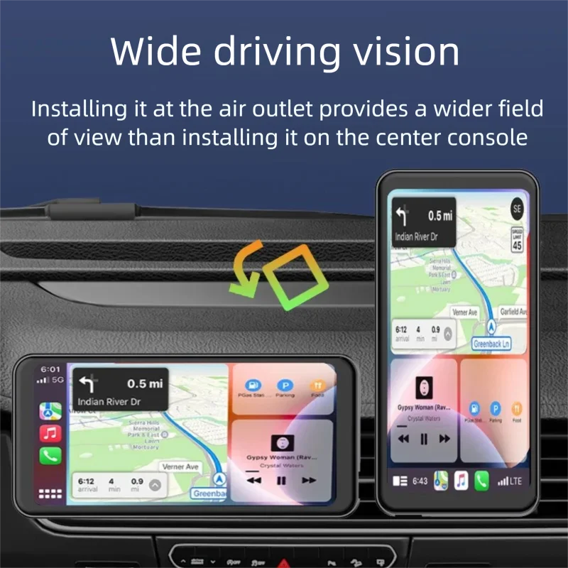 6.5inch Wireless CarPlay Screen Car with Android Auto Rotatable Touchscreen Car Stereo Vertical Horizontal Mode GPS Navigation