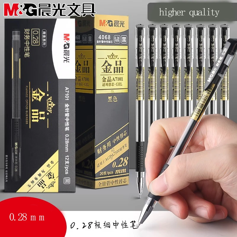 

Ультратонкая гелевая ручка M&G 0,28 мм, многоразовые, быстросохнущие чернила, подходит для студентов и офисного использования. Высококачественная финансовая ручка.