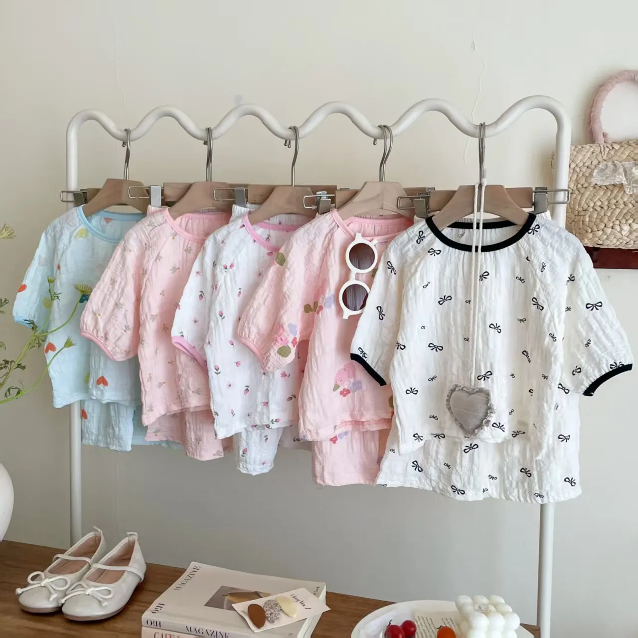 Frühling Atmungsaktive Kinder Nachtwäsche Sets 0-7Y Kinder Mädchen Gedruckt Homewear Pyjama Sets Sommer Gaze Stoff Weiche Täglichen Loungewear – Detail 9