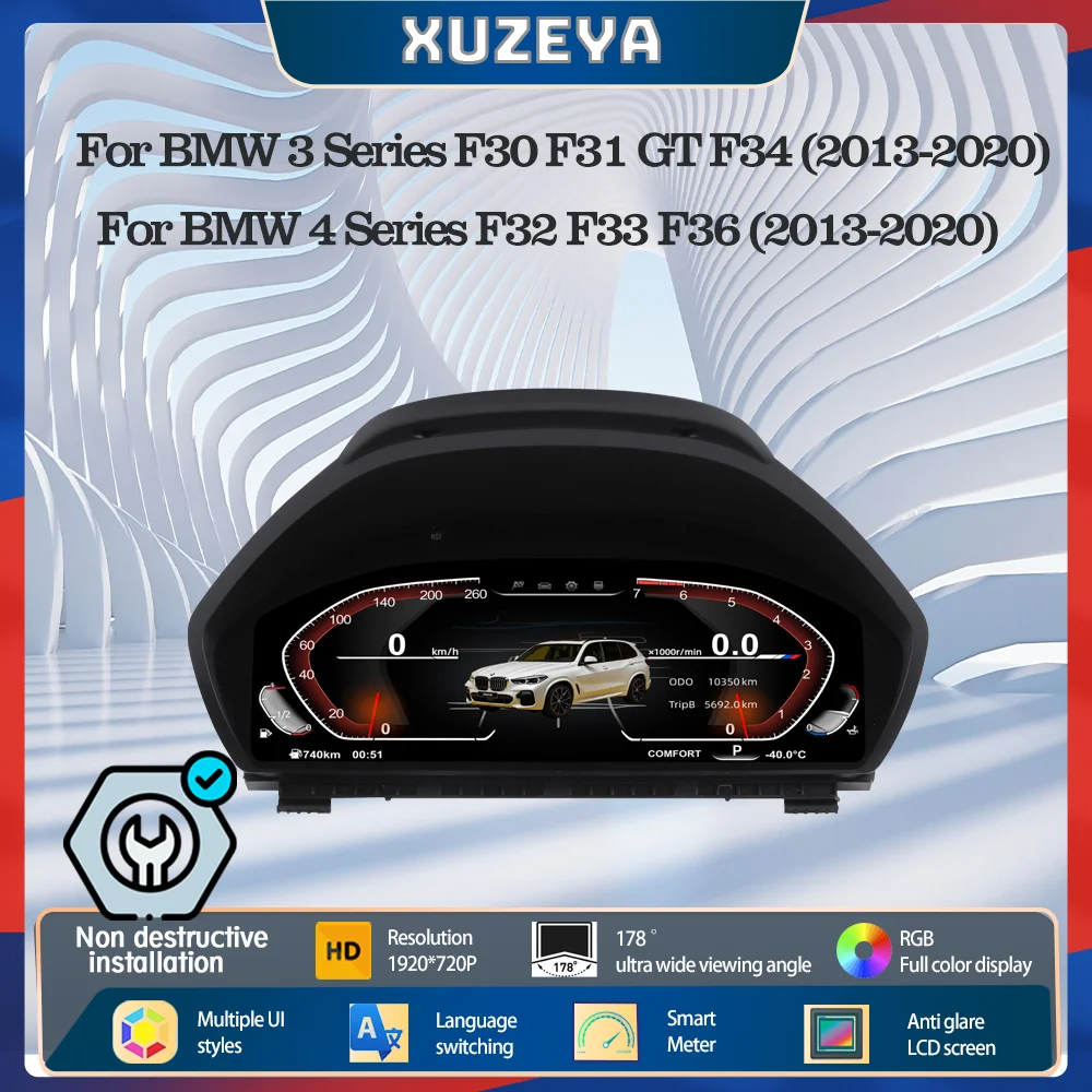 

12,3-дюймовая приборная панель для BMW F30/F31 GT-F34 F32/F33/F36 3/4 серии, цифровой спидометр, ЖК-панель приборов