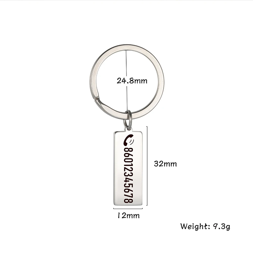 Personalized Custom Keychain Gift for Men Woman Father Day Dad Car Key Chain Ring Engrave Name Phone Number Stainless Steel