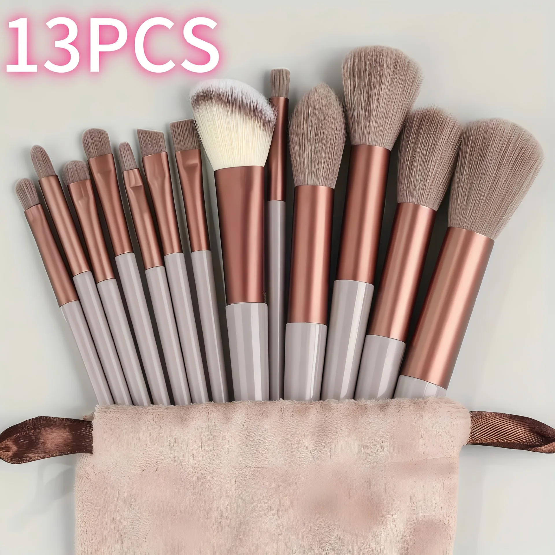13-piece makeup brush set, portable powder blusher and eye shadow brush, complete beauty makeup tool