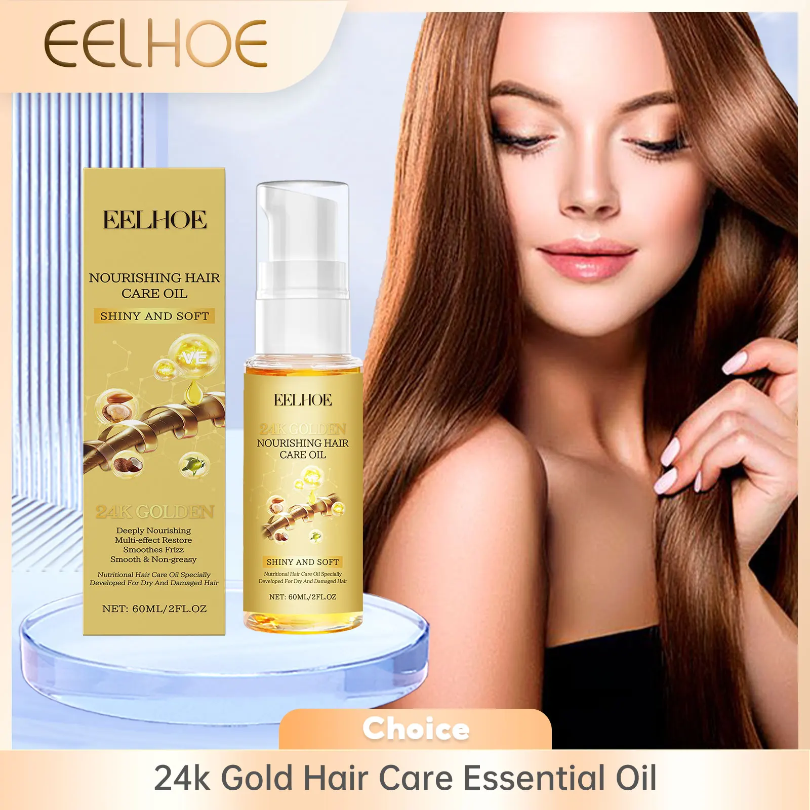 

24k Gold Hair Care Essential Oil for Hair Promot Regeneration Healthy Moisturizer Nourish Damage Repair Anti Frizz Hair Care Oil