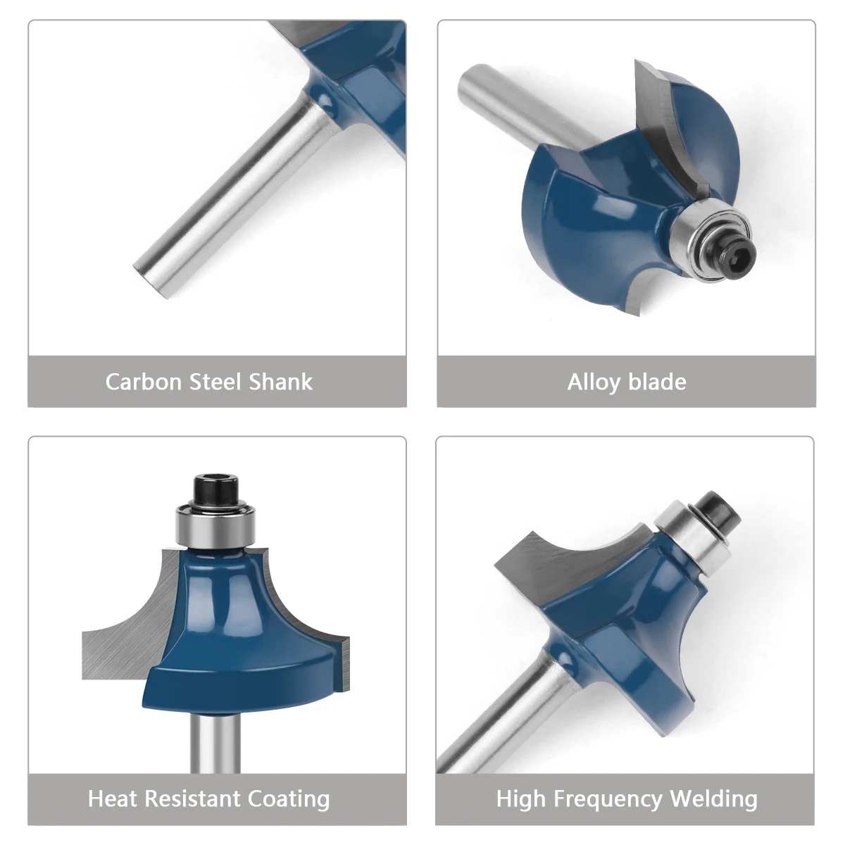 6mm 1/4in Shank Router Bit Set Trimming Straight Corner Milling Cutter Woodworking Tools