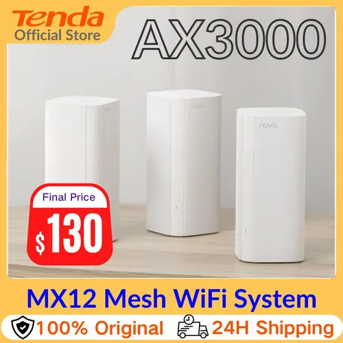 Sistema de malla WiFi 6 Enrutador inalámbrico AX3000 Tenda MX12 Enrutador WiFi de malla de 2 paquetes hasta 5000 pies cuadrados. Extensor de alcance Wifi WIFI6 Mesh