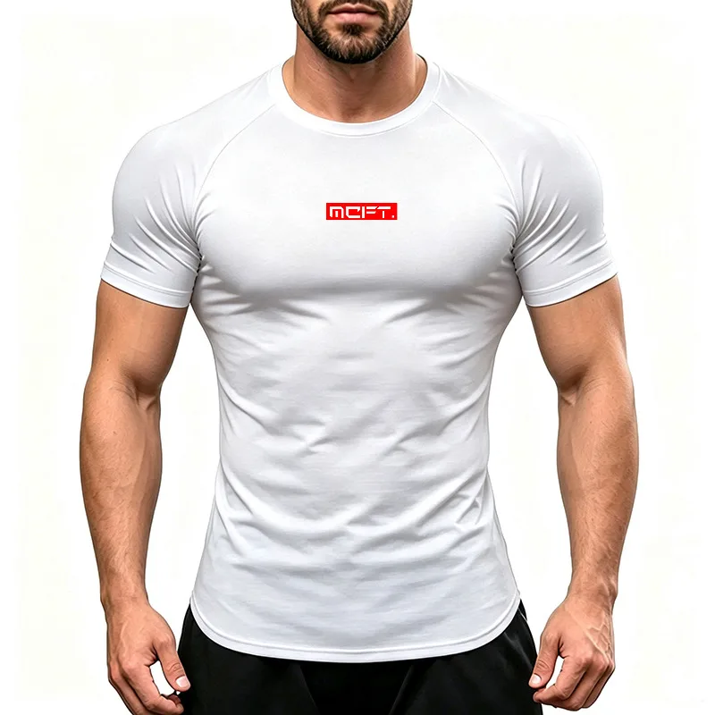 Men Quick Dry Running T-Shirts Sleeve Crew Neck Raglan Athletic Gym Workout Tee Moisture Wicking Sports T-Shirt For Fitness
