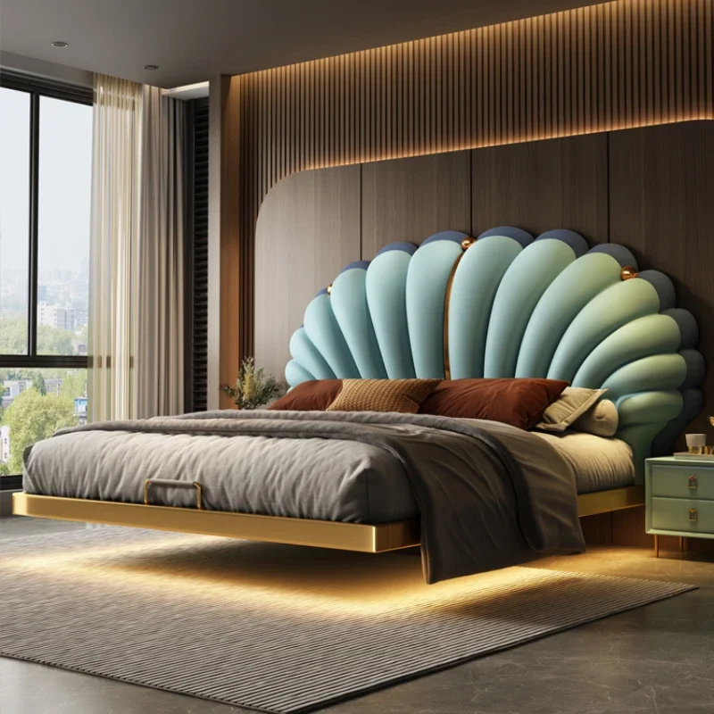 

Wooden Comfortable Bed Frame Bedroom King Size Luxury Sleeping Bed Frame Soft Design Modular Letto Matrimoniale Lounge Furniture