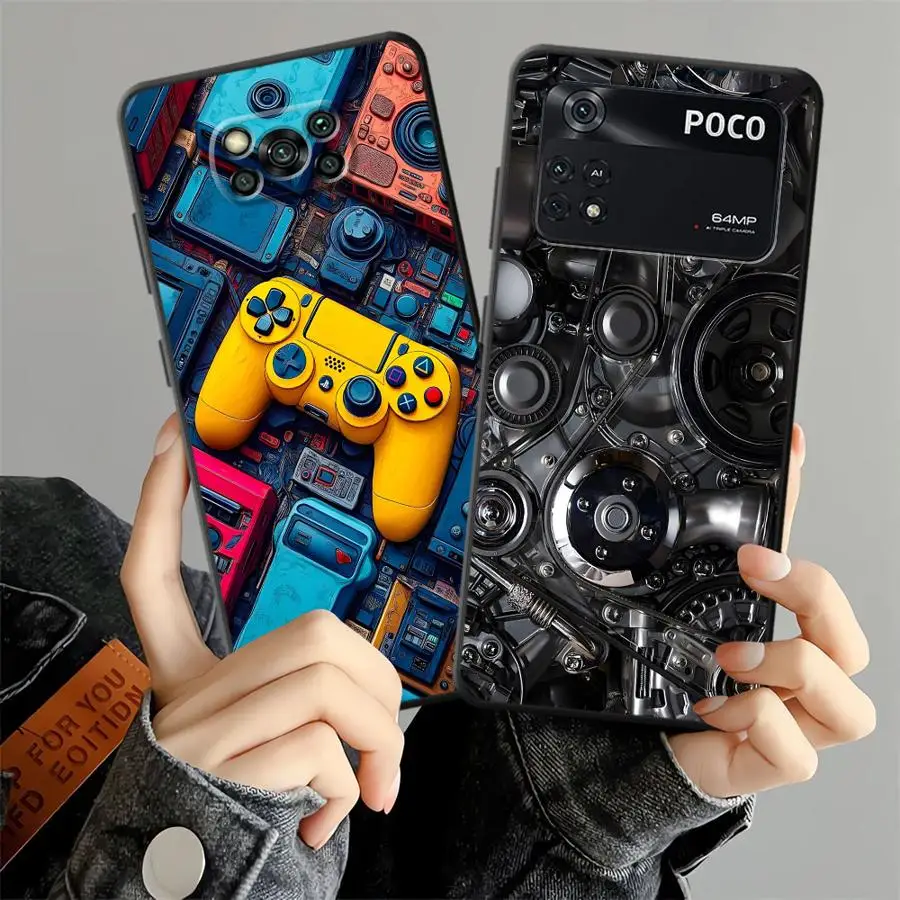 Funda trasera suave de arte de máquina avanzada para Xiaomi Poco C50 C51 C65 M5 M3 M4 Pro X3 X4 X5 F3 F4 F5