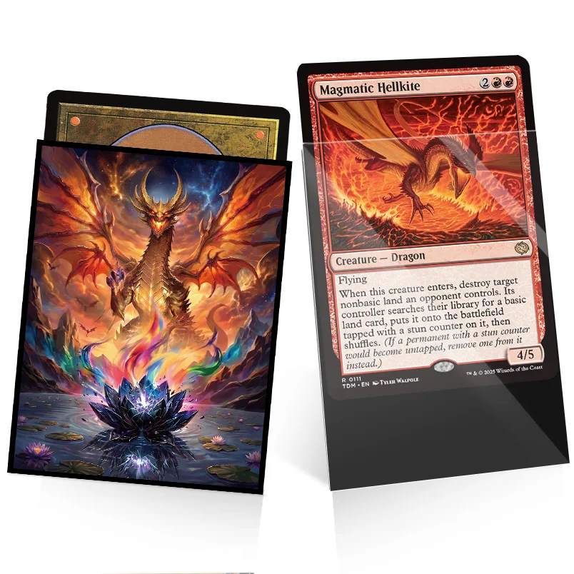 Card Sleeves 105Pcs Pattern Print Standard Size 66x91mm,Clear Front & Matte Finish Back,TCG Card Protector for Collectible Cards