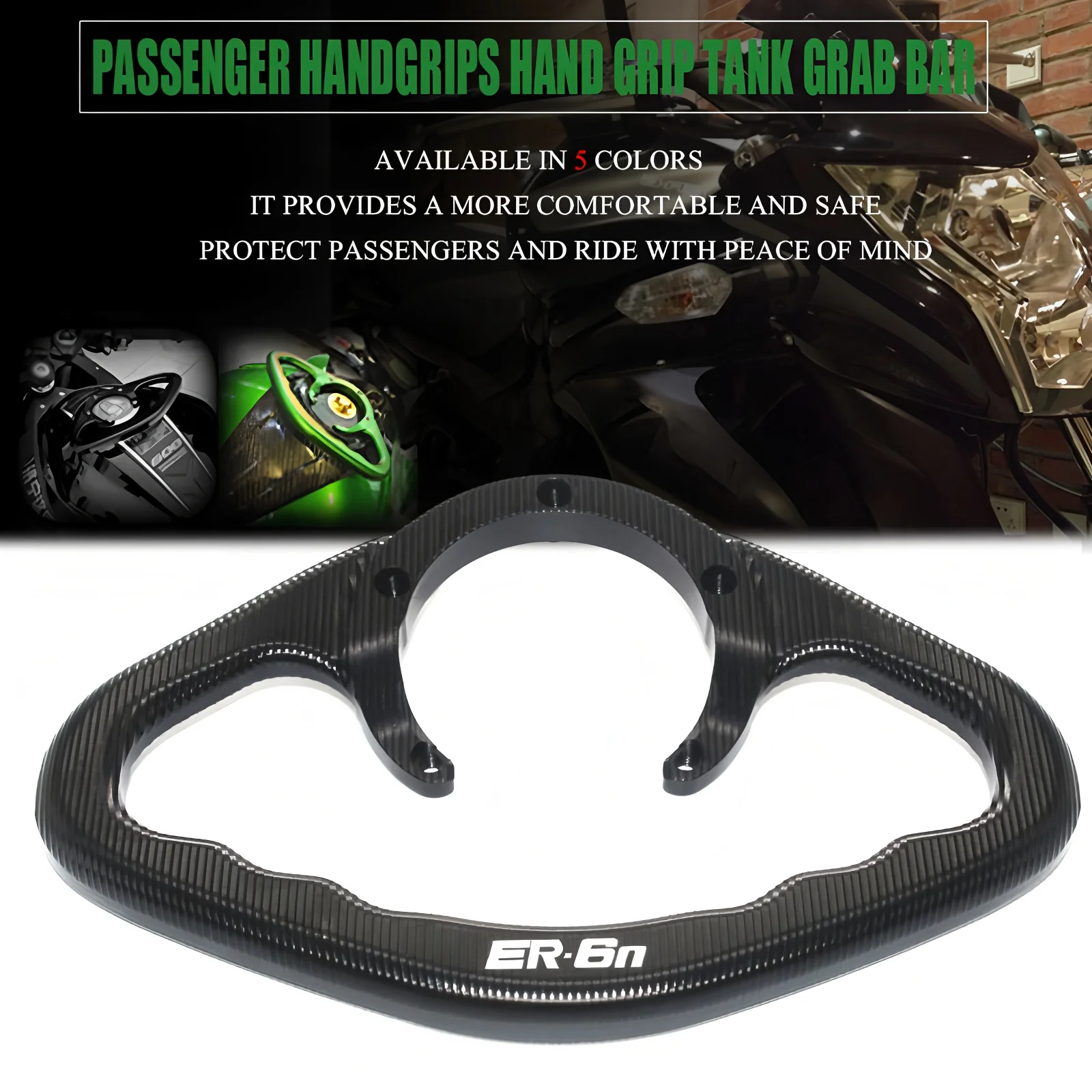 

For KAWASAKI ER-6N ER6N ER 6N All Years Universal Motorcycle CNC Passenger Handgrips Hand Grip Tank Grab Bar Handles Armrest