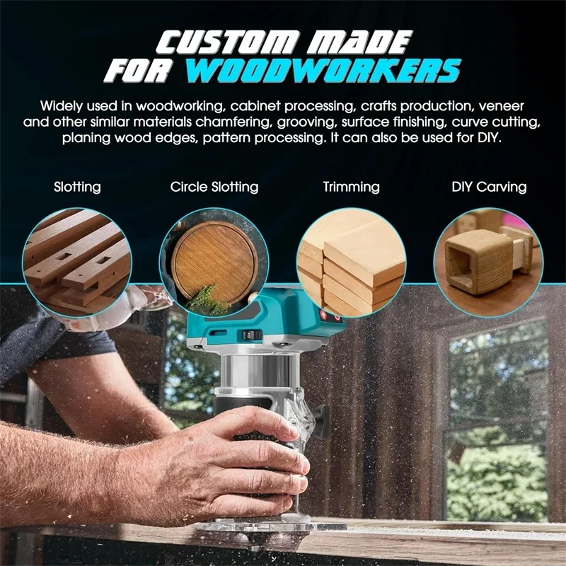 Cordless Compact Router For Makita Battery 5 Variable Speeds Router Tool for Woodworking 400W Wood Router Trimming machine