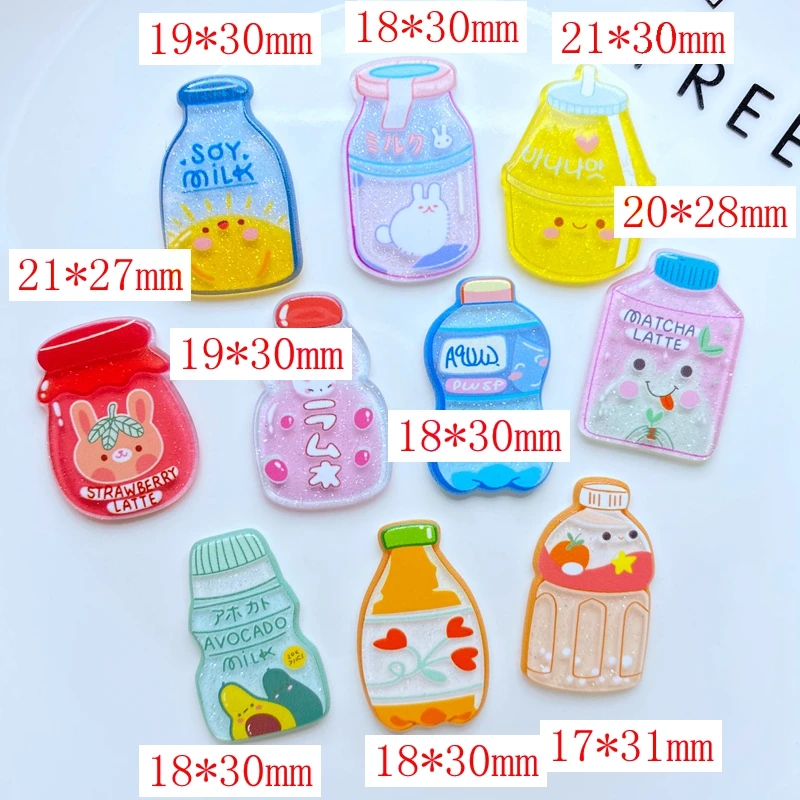 10/20pcs New Cute Acrylic Beautiful Mini Soft Drink Flat Back Cabochon Scrapbook Kawaii DIY Embellishments Accessories L22