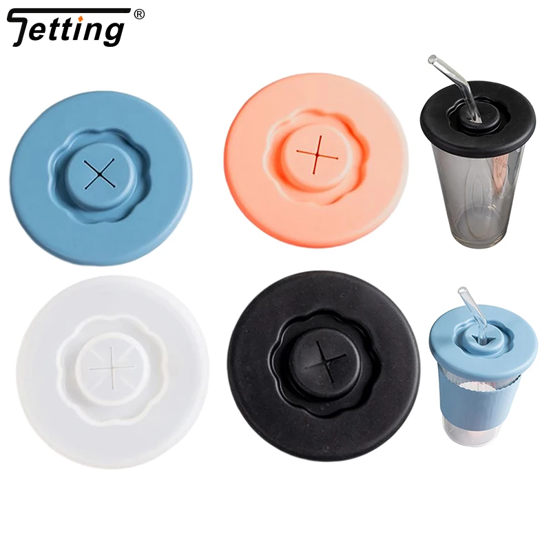 All-Matching Silicone Cup Lid Glass Drink Cover Heat-Resistant With Straw Hole Durable Bottle Accessories Flexible Washable