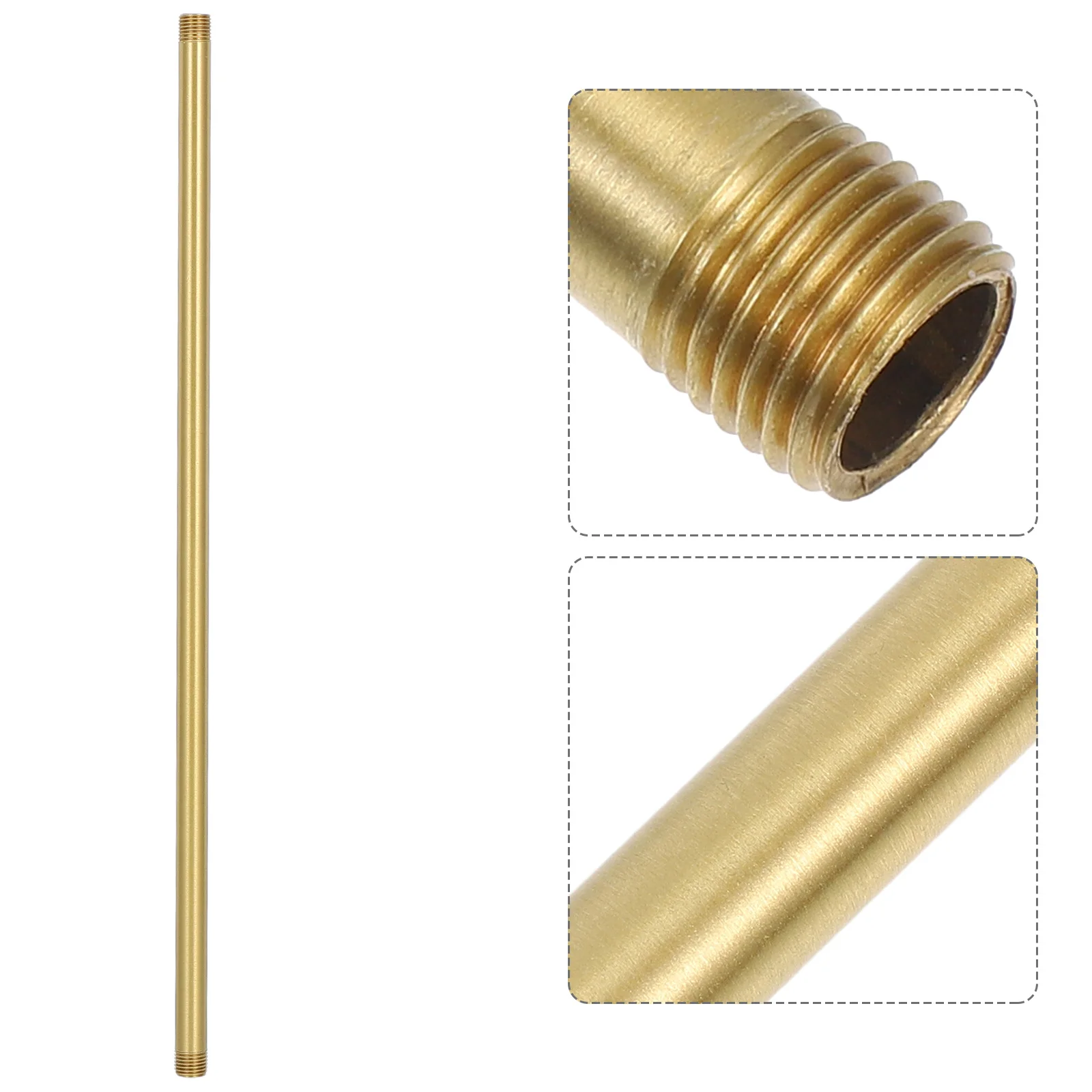 Long Brass Nipple Pipe Polished Brass Threaded Rod M10 300mm Durable Lamp Fixture Connector for DIY Lighting Projects Lighting