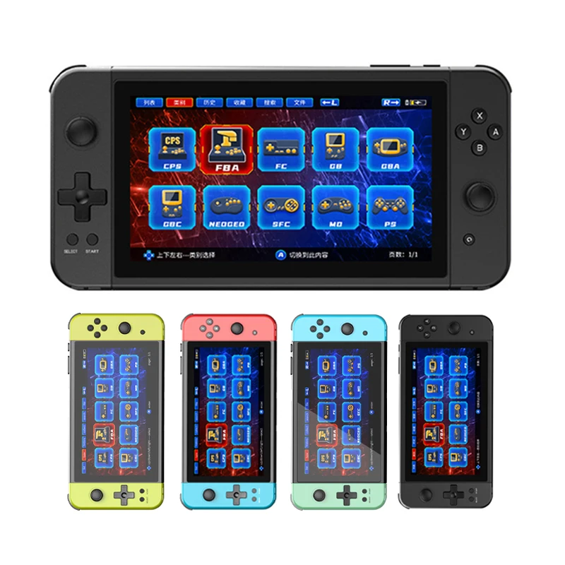 

Bestseller X70 7 Inch HD Screen Retro Video Game Console 32g/64g 10 Simulators Handheld Game Players Support Two-player Battle