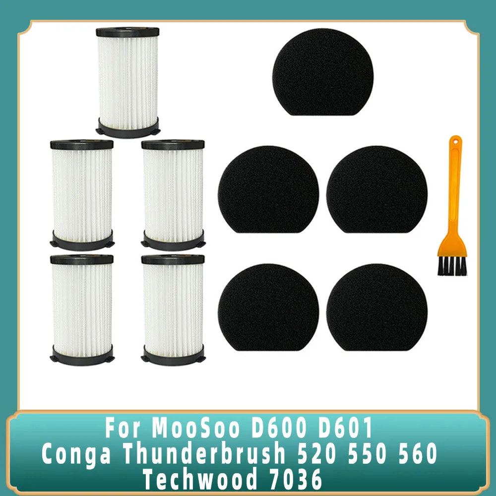 Hepa Sponge Filter for MooSoo D600 D601 Iwoly V600 Ariete RBT 2761 2759 Conga Thunderbrush 520 560 Techwood 7036 Spare