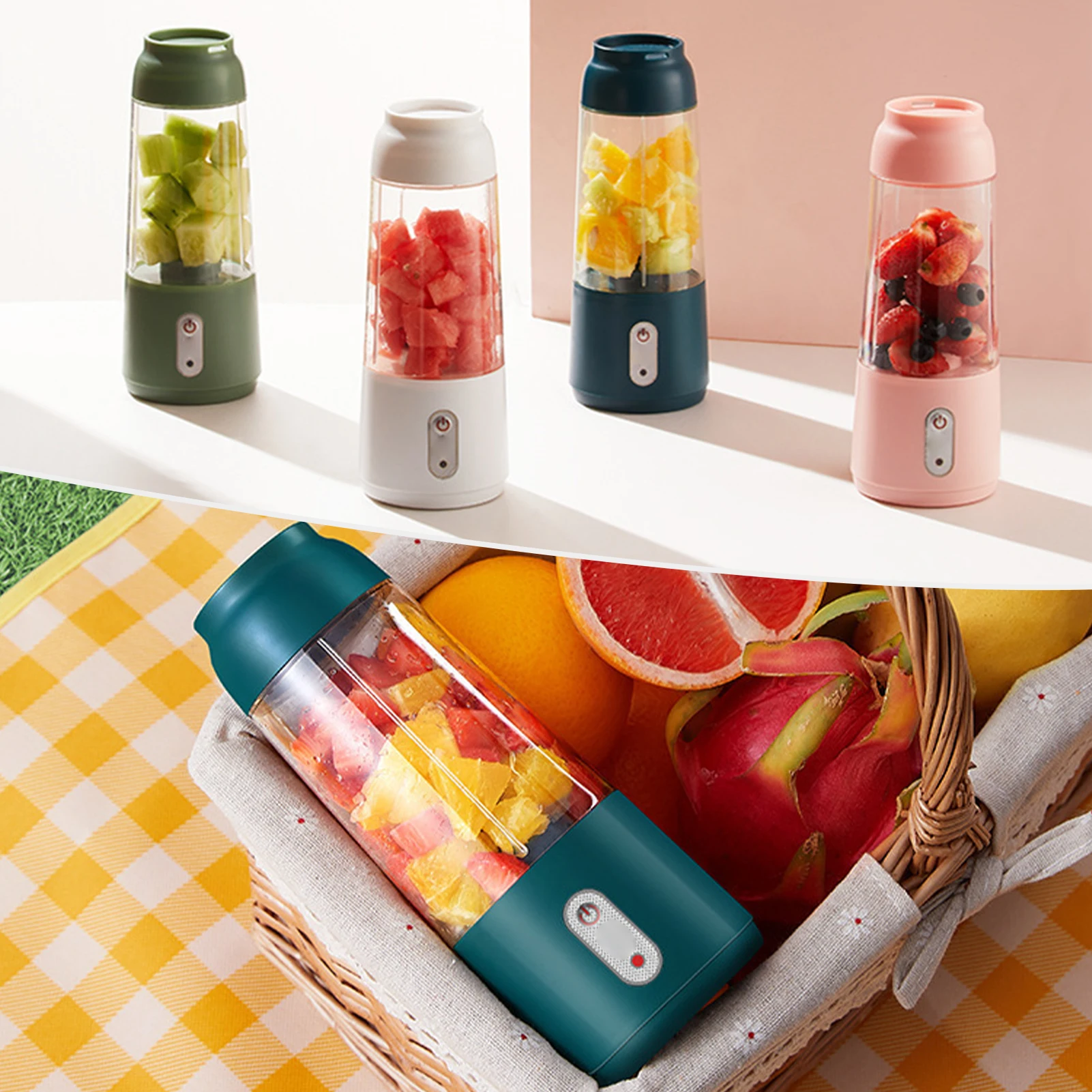 

300ML Portable Blender USB Rechargeable,Personal Size Juicer with 2 Blades,Travel Blender Bottle Juicer Cup for Shakes Smoothies