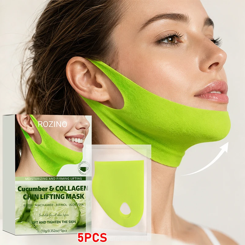 Gurken-Kollagen-Maske zur Kinnstraffung - V-Line Lifting-Maske, kaschiert Doppelkinn, enthält Vitamin C, Peptide, Hyaluronsäure, spendet intensive Feuchtigkeit, nährt und glättet, strafft die