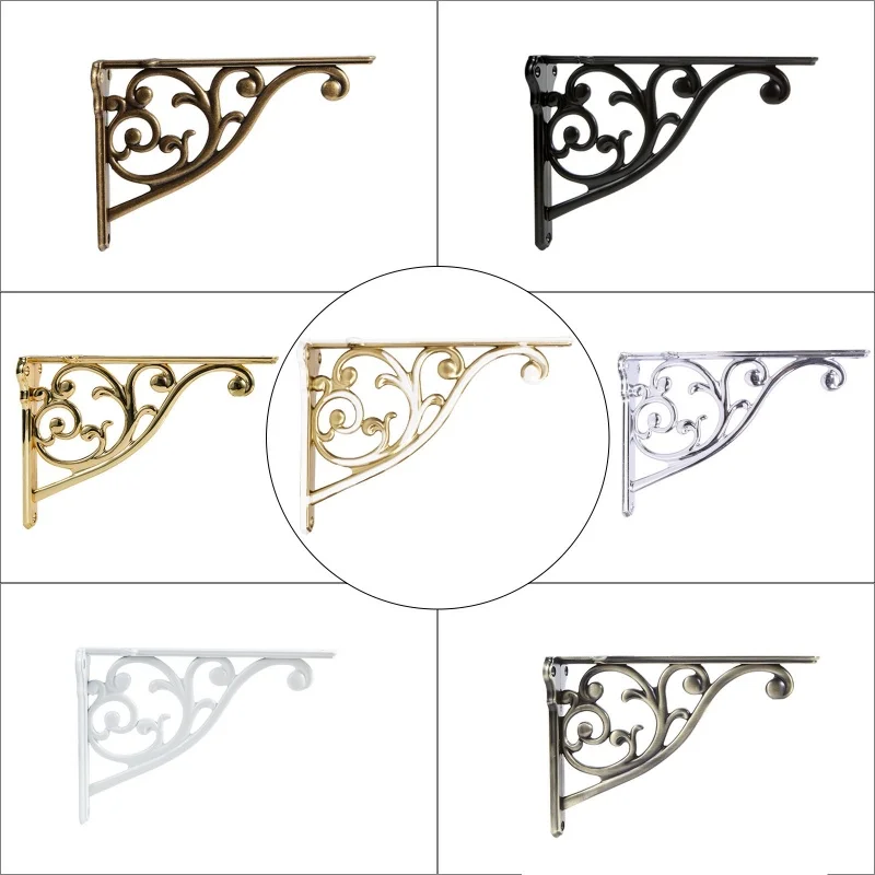 

Tripod Wall-Mounted Right-Angle Shelf With Decorative Gold Triangle Bracket And Load-Bearing Wooden Board