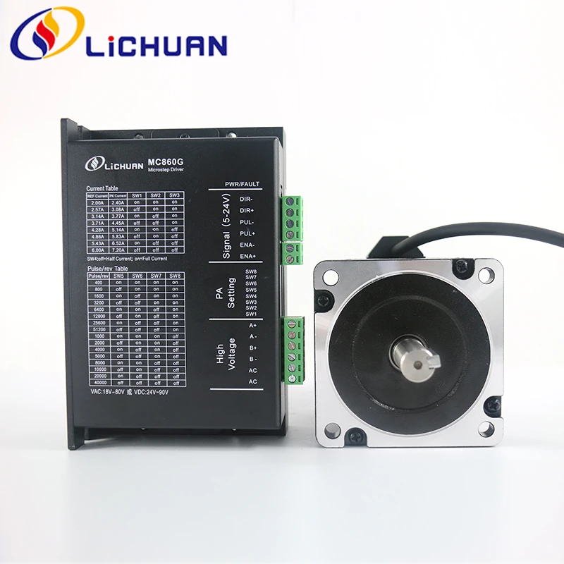 

Lichuan MC860G 2 Phase Digital Stepper Motor Driver 7.2A DC24V-110V/AC18V-80V For Nema24 Stepper Motor