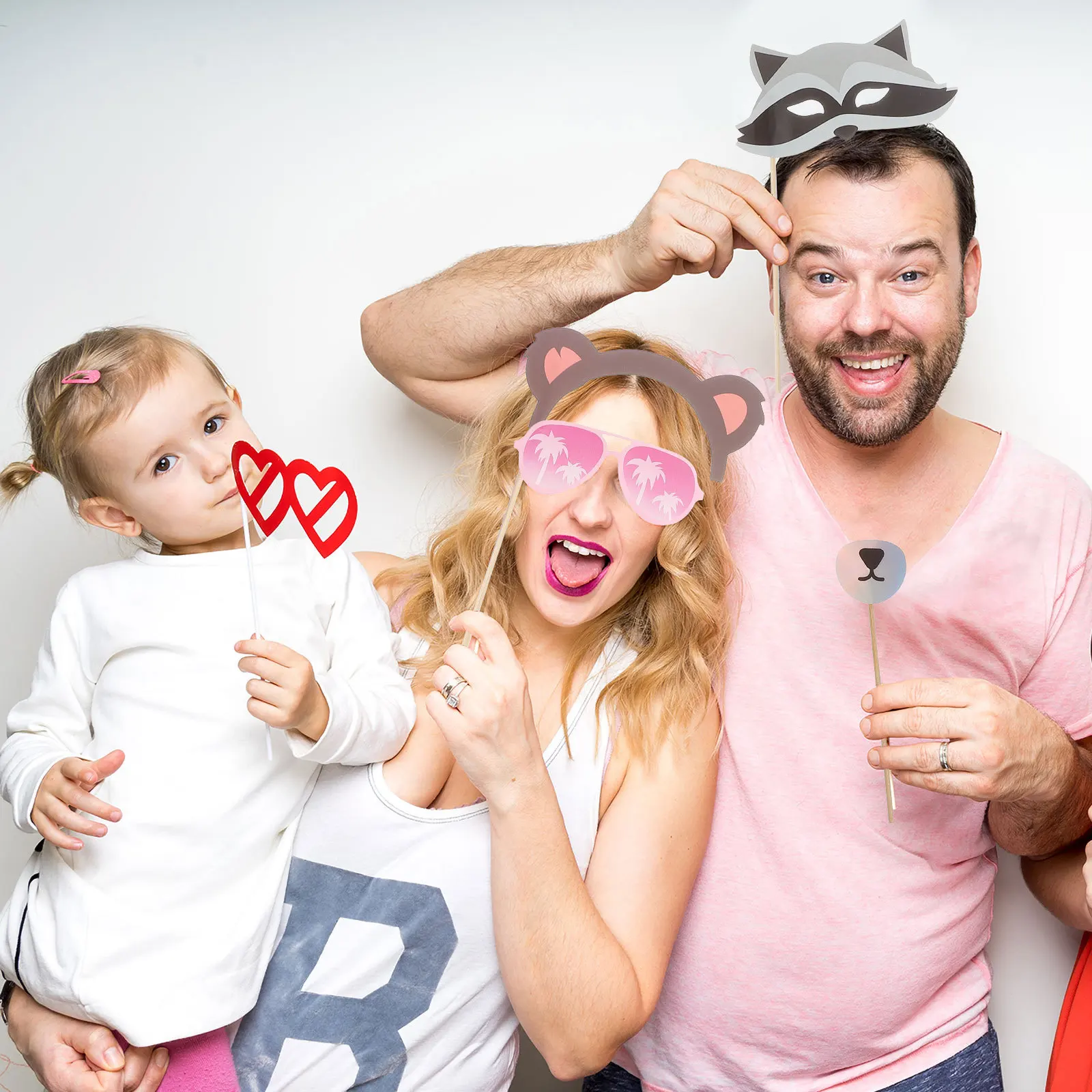 

12Pcs Cute Animal Face Props for Party Photo Booth Decoration Set Creative Fun Supplies Reusable Easy Stick Wall Ceiling Display