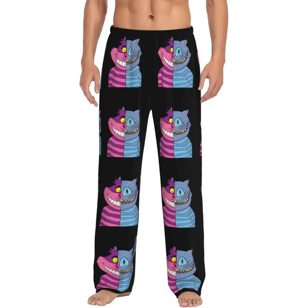 

Custom Cheshire Cat Pajama Pants Men's Mysterious And Cute Lounge Sleep Drawstring Sleepwear Bottoms with Pockets