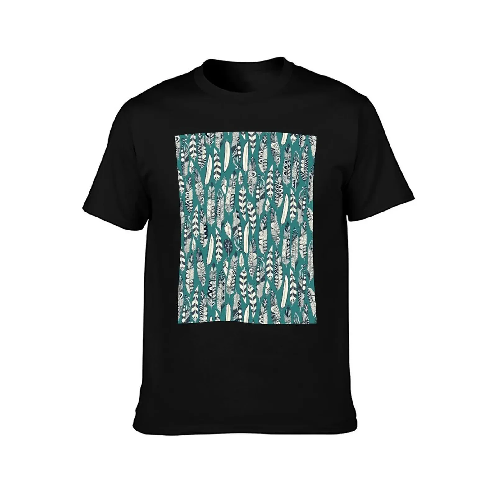 joyful feathers teal T-Shirt quick drying gifts for boyfriend clothing for men