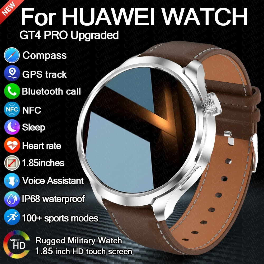 2024 New For Huawei Watch4Pro 1.85 Inch Smart Watch Men Compass 410 mAh Battery GPS Sports Watches Bluetooth Call Man Smartwatch