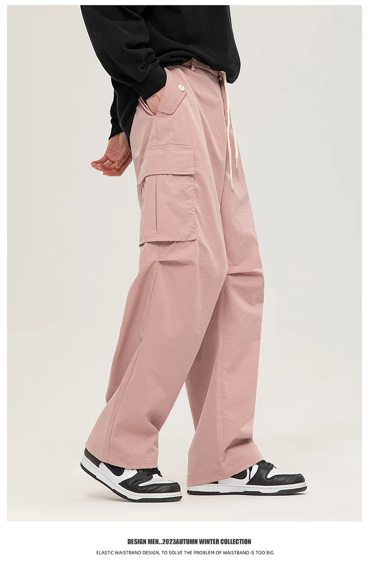 Spring Autumn  Sweatpants Korean Fashion Sportswear Drawstring Wide Leg Straight Track Pants  Casual Loose Trousers