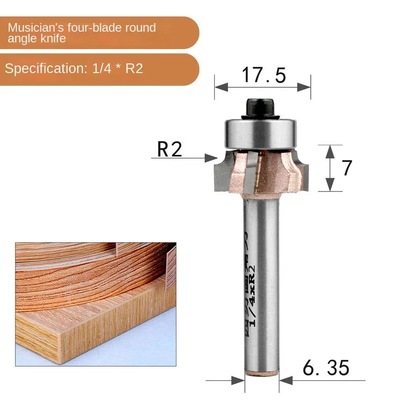 Lejiang 4 Four Teeth Blade Radial Tool Woodworking Trimmer PVC Edge Banding Trimming Forward and Reverse Arc R Rose Reamer Head