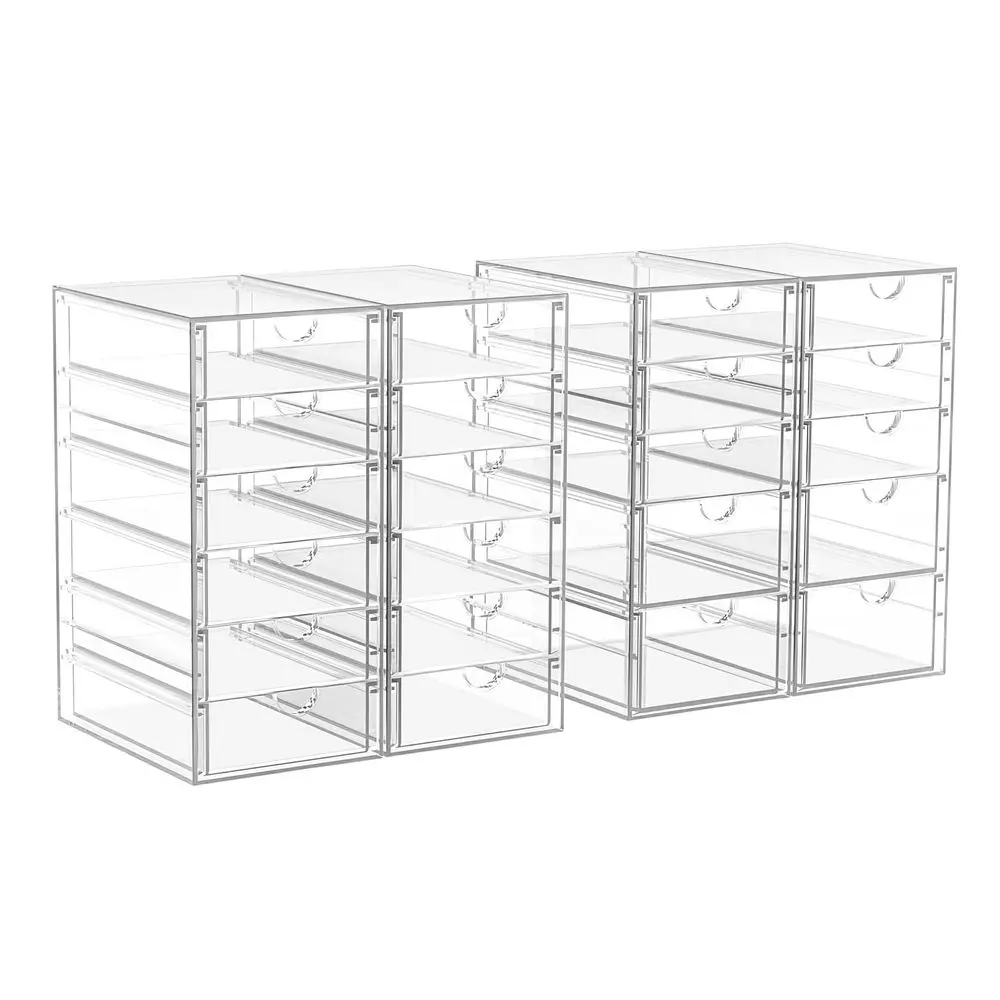 

Drawers, Acrylic Desk Makeup Organizer, Plastic Drawers Organizer, Stackable Storage Solution for Makeup, Dresser, Office, Bath